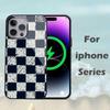 Чехол для телефона с принтом в черно-белую клетку Для IPhone 16 15 14 13 Pro Max 11 12 Mini Alex Mirror Для Magsafe Беспроводная зарядка Чехол