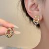 1PAIR Double Layer Irregular Geometric Pattern Copper Earrings, Uneven Surface Fashion Gold and Silver Jewelry Gift