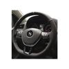 Car Steering Wheel Cover Alkantra Compatible - Carbon Black Ring Black Thread