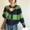 Осенне-зимняя мода, свободный полосатый вязаный кардиган, женский повседневный однобортный свитер, женский
