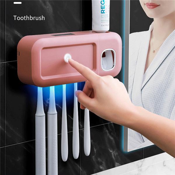 Ultraviolet Toothbrush Holder Sterilizer Automatic Toothpaste Dispenser Squeezer Bathroom Accessories Set