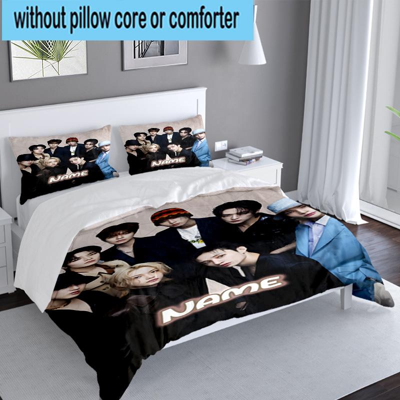 Custom Name 3PCS K-pop stray Style Collective Bedding Set, Including 1pc Duvet Cover And 2pcs Pillowcases, Suitable for dorms and bedrooms Gift