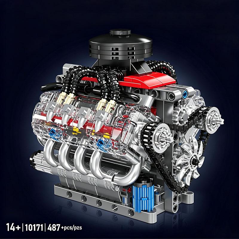 Mould King 10088 535 деталей Технический Электрически Приводимый Двигатель V8 Конструктор Модель Набор Для Взрослых Креативная Сборка Кирпичные Игрушки