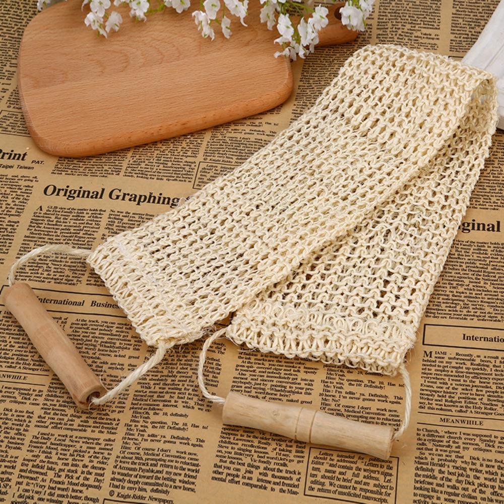 Rub Exfoliating Durable Wooden Skin Care Sisal Back Strap Shower Scrubber Shower Towel