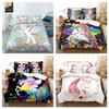 3D Unicorn Bedding Set Cartoon Animal Pattern Quilt Cover Pillow Case 2 or 3 Pieces Home Decoration for Girls and Women's Rooms