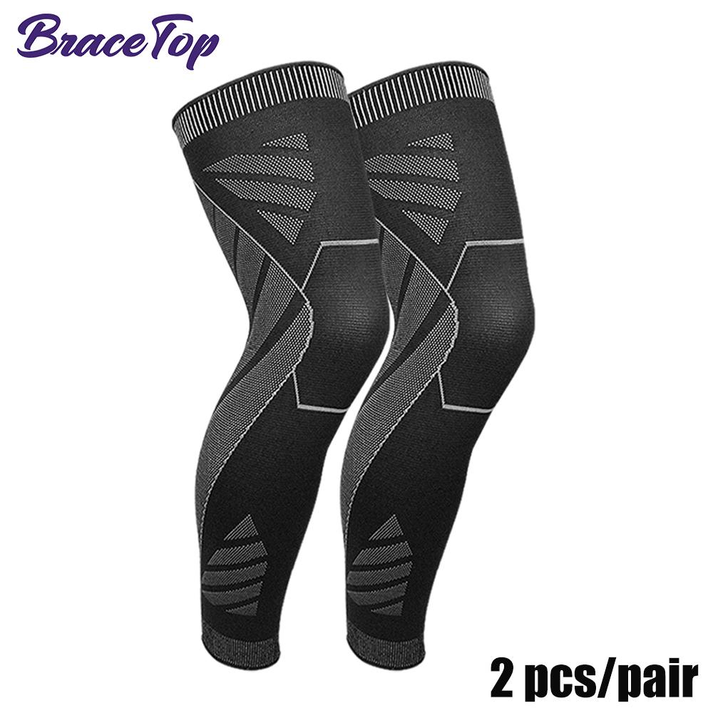 Bracetop Компрессионные рукава на всю ногу с поддержкой колена для баскетбола, футбола, снятия боли, рукав на всю ногу, наколенник