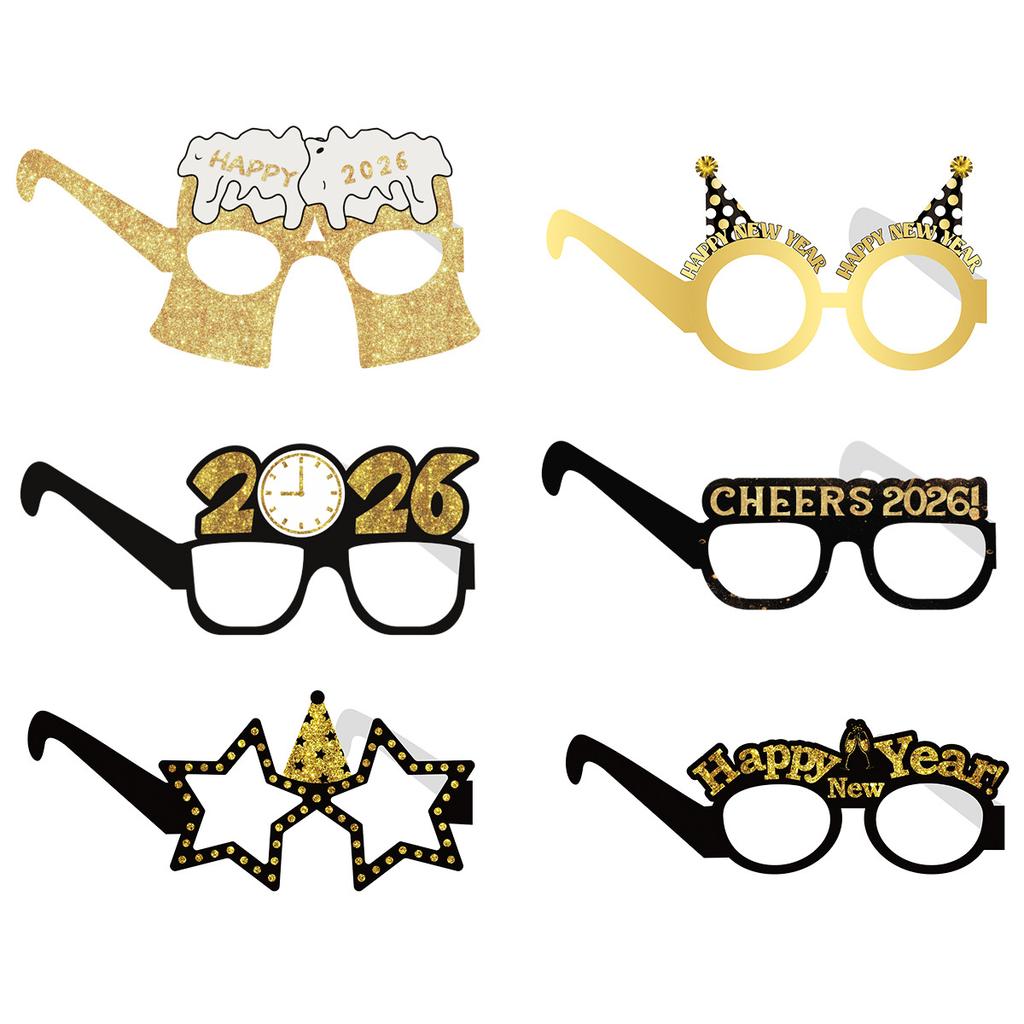Happy New Year New Year Theme Party Glasses Photo Props