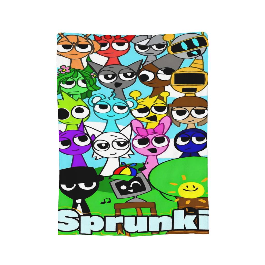 Sprunki Beats Horror Music Box Flannel Throw Blankets Blankets for Bed Office Lightweight Quilt,