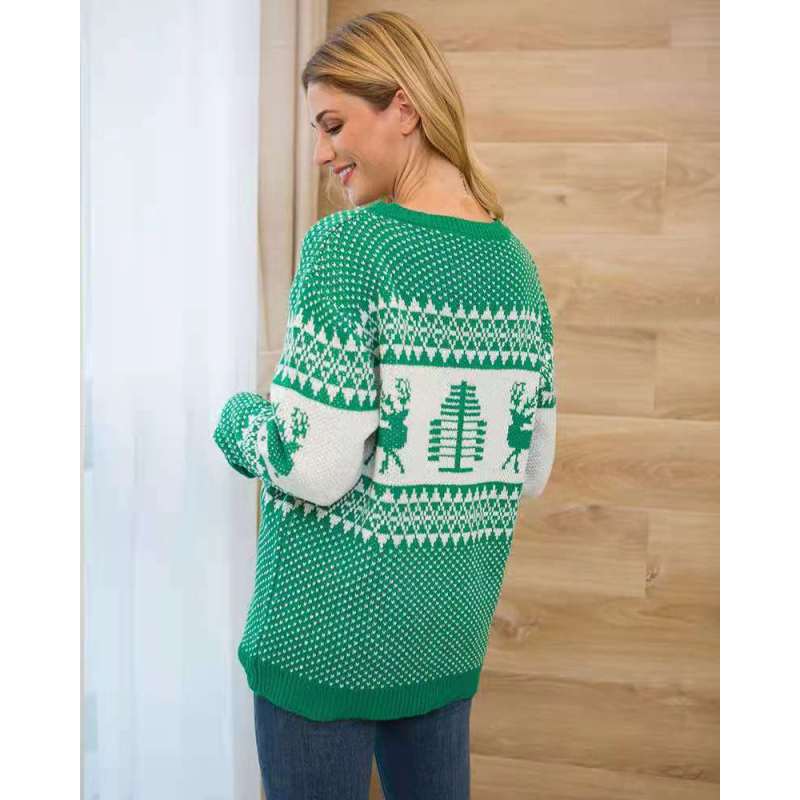 Рождественский свитер женский Рождественский олень теплый вязаный свитер с длинным рукавом джемпер топ зима осень пуловеры