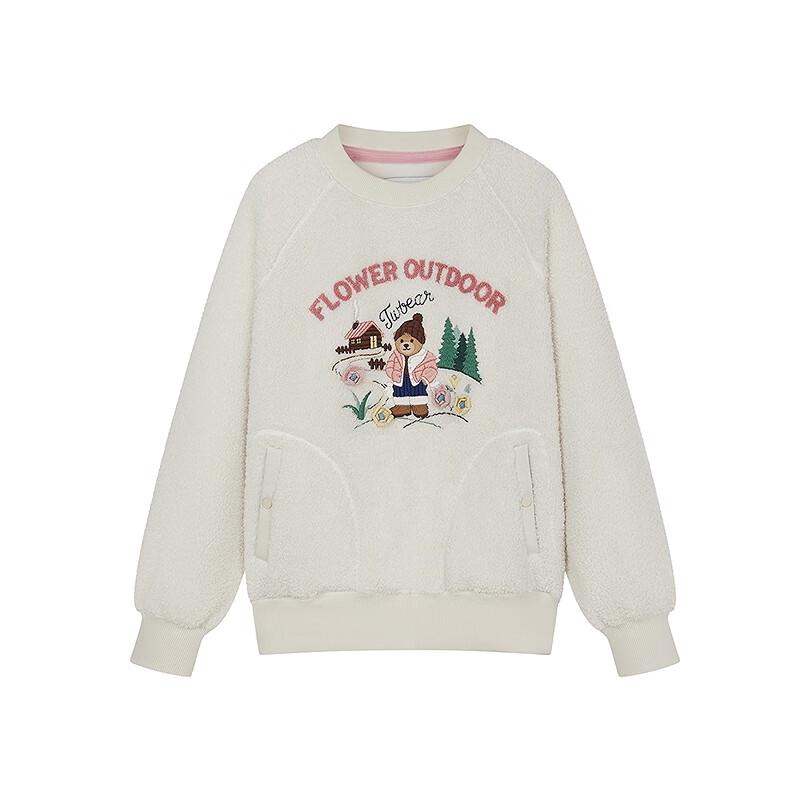 Teenie Weenie Women's 2025 Autumn Round Neck Faux Lamb Wool Sweatshirt