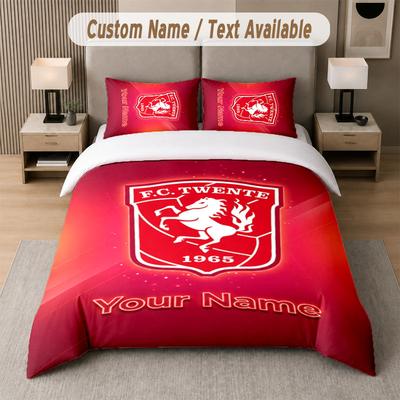 Vlastní povlečení Vzor FC Twente, Potisk Jméno Text 1 Povlak na přikrývku plus 2 Povlaky na polštář Domácí textil
