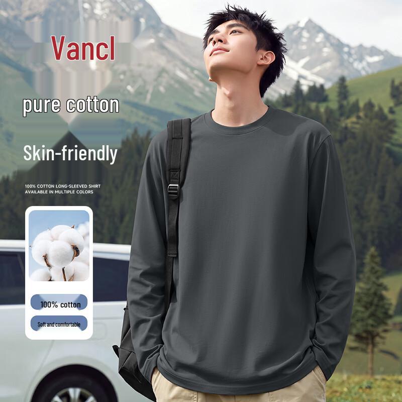 VANCL Men's Long-Sleeve Casual Oversized Cotton T-Shirt
