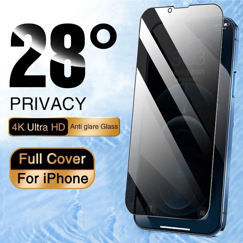 Защитные пленки с полным покрытием для iPhone 13 12 Pro Max 12Mini 13Pro 11Pro XS MAX 7 8 Plus X XR SE закаленное стекло с защитой от шпионажа
