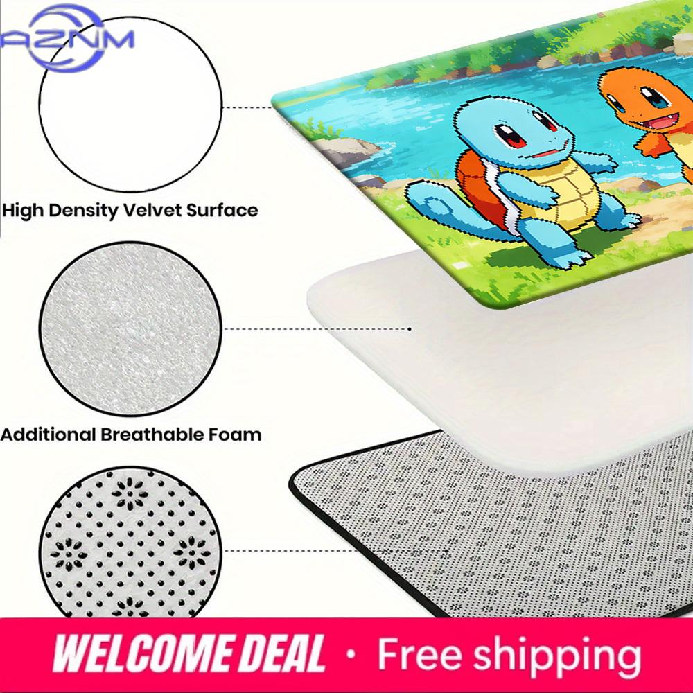 Pokemon Squirtle and Charmander Pixel River Print Non-slip Doormat, Soft Absorbent Floor Rug for Home Decor
