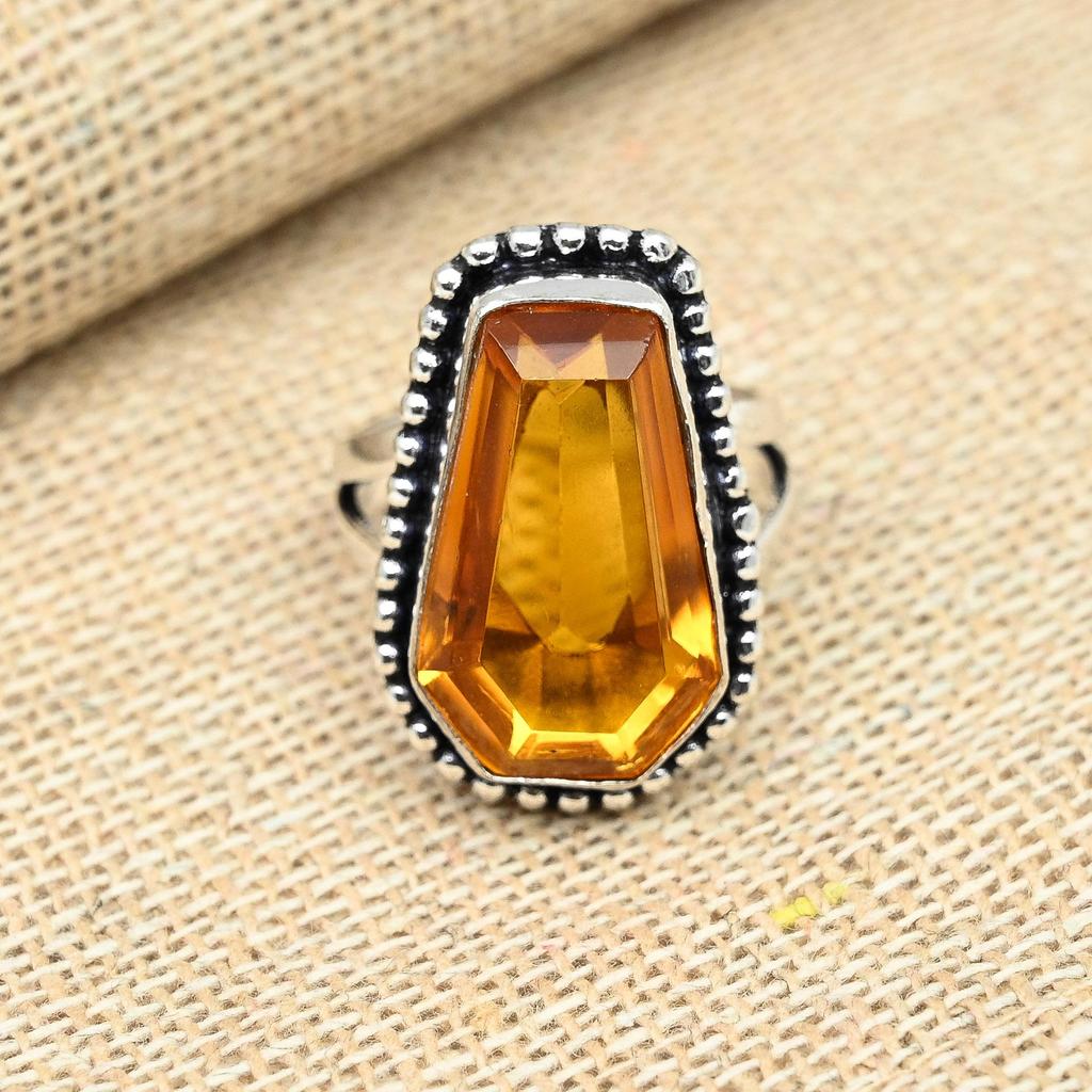 Уникальный медовый топаз, драгоценный камень ручной работы, кольцо из стерлингового серебра 925 пробы, подарок для женщин