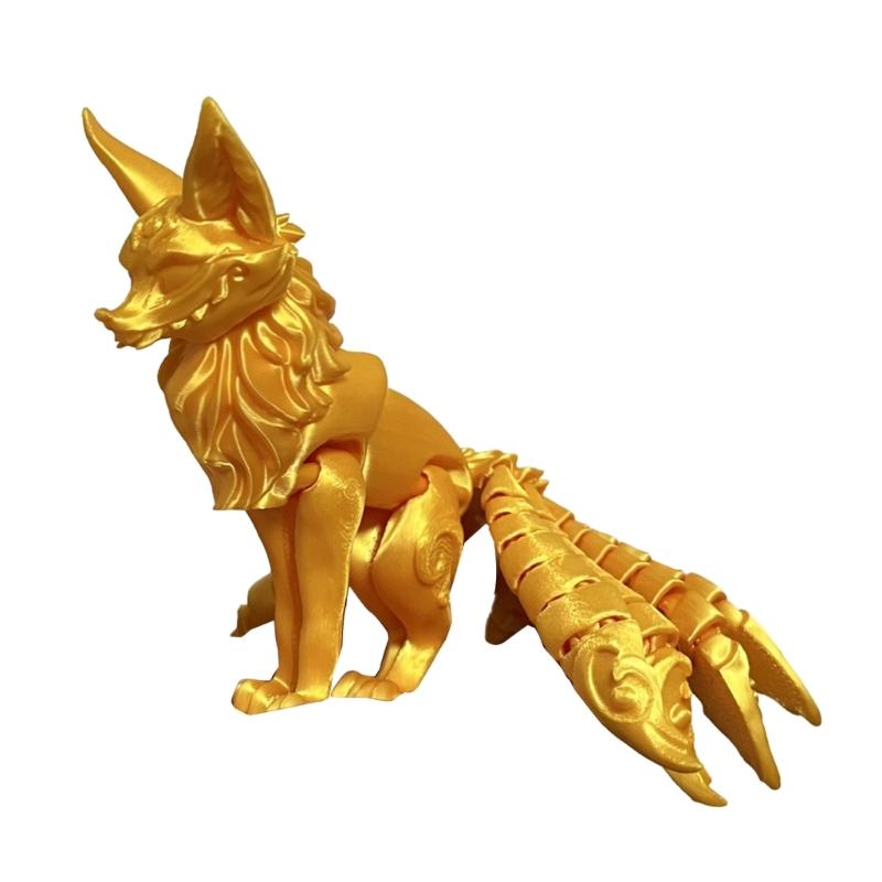Articulated Nine Tailed Foxes Model, 3D Printed Multi Joint Collectible Figurine, Home Decoration Craft