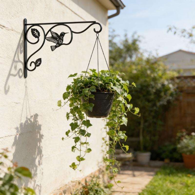 2 Pack Iron Plant Hangers Hook with Bird Pattern for Outdoor Indoor Hanging Plant Flower Pot Bird Feeder Wind Chime