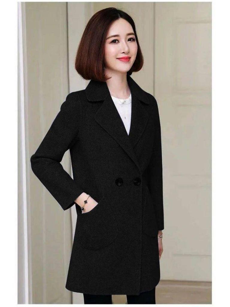 Женское шерстяное пальто средней длины, приталенное, в корейском стиле 2025, для миниатюрных, свободного кроя, на осень/зиму