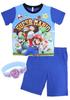 Kaitak Family Super Mario Kids' Illuminating Pajamas with Rings, Short Sleeves, and Shorts, Summer, Sizes 110cm, 120cm, and 130cm (120cm, Blue)