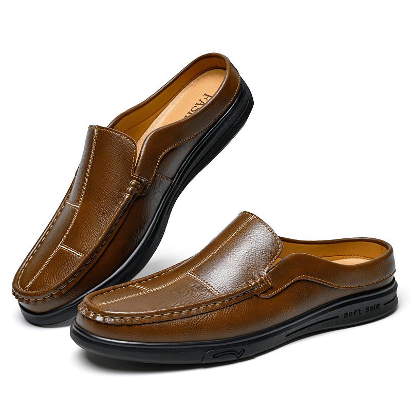 Mens Muller Shoes Four Season New Anti Slip Business Loafers Fashion Comfort Casual Slip on Flats Soft Soled Half Drag Slippers