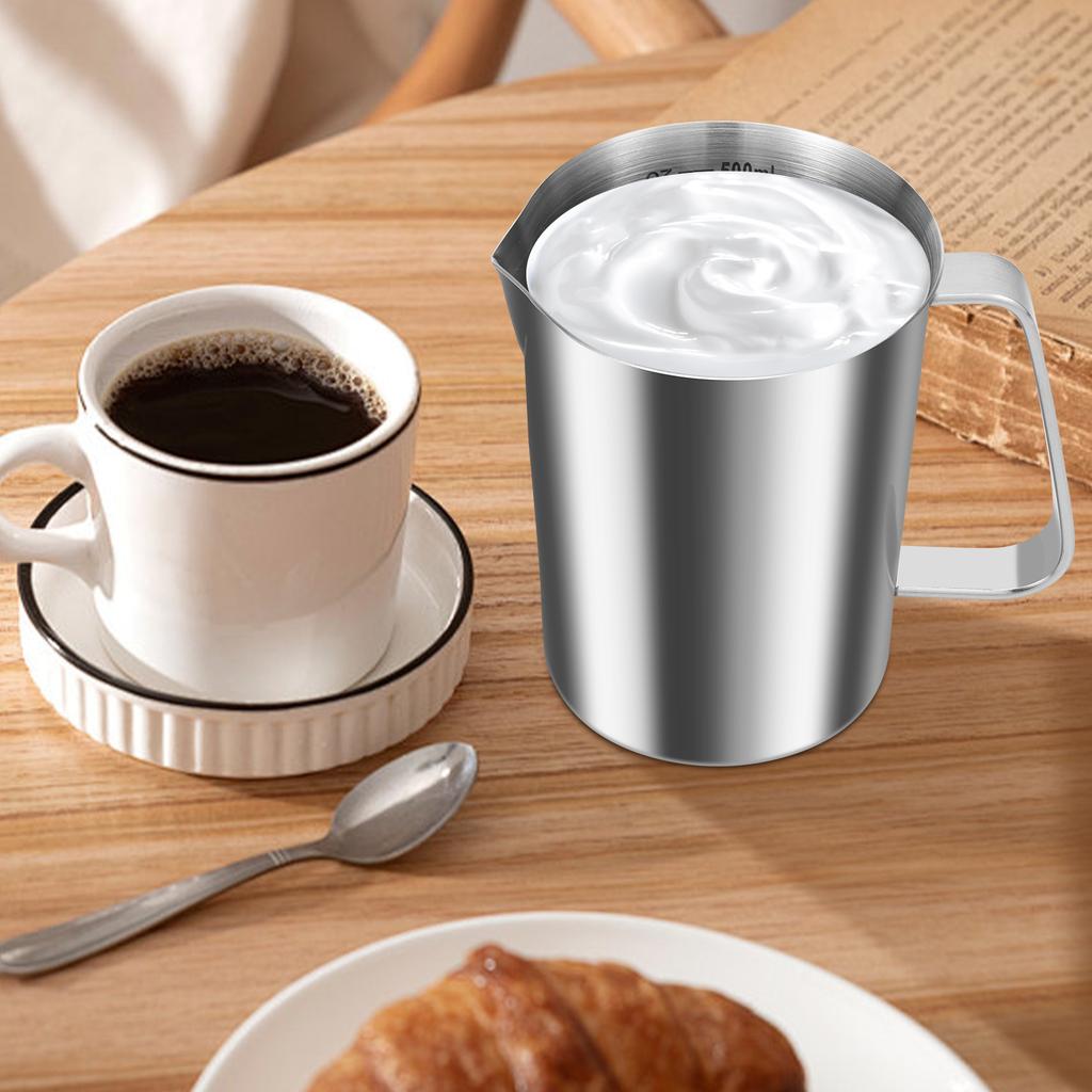 500/1000 мл Кофейник для вспенивания молока Кувшин из нержавеющей стали Точная шкала Кувшин для вспенивания молока с ручкой Латте Бариста Профессия