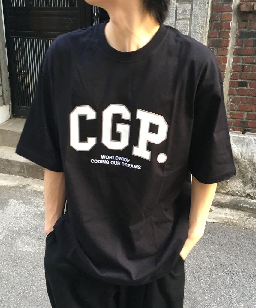 CGP Большая оверсайз футболка с коротким рукавом и логотипом-аркой Cgp - Черная