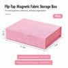 Magnetic Close Photo Storage Box Linen Fabric Gift Container Card Organizer  For Office Desk