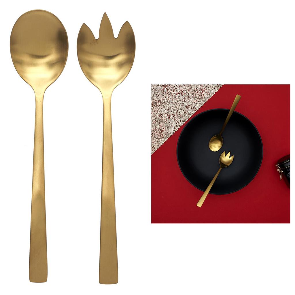 Les Trésors De Lily [A3680] - Golden 'Cléopatra' Salad Cutlery Duo - 21x5 Cm