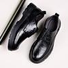 2024 осень новые мужские деловые повседневные кожаные туфли мужские туфли с круглым носком на шнуровке на платформе кожаные туфли среднего возраста 23636