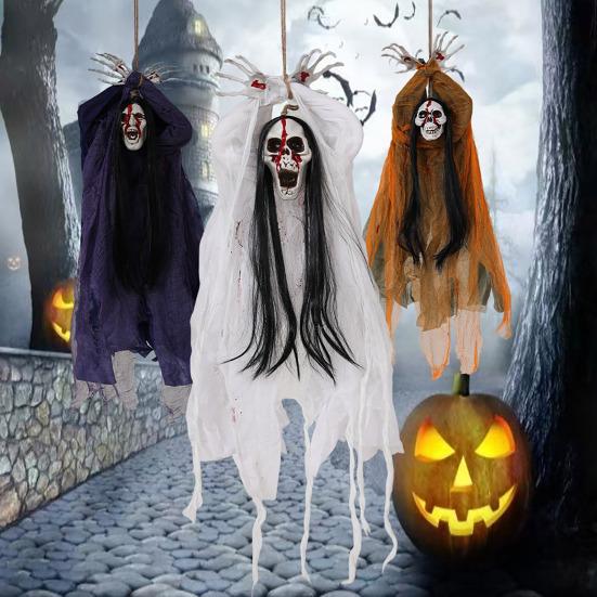 Хэллоуин Подвесное Украшение Призрак Жуткий Летающий Череп Призрак для Реквизита Дома с Привидениями В помещении На улице Веранда Двор Дерево Декор