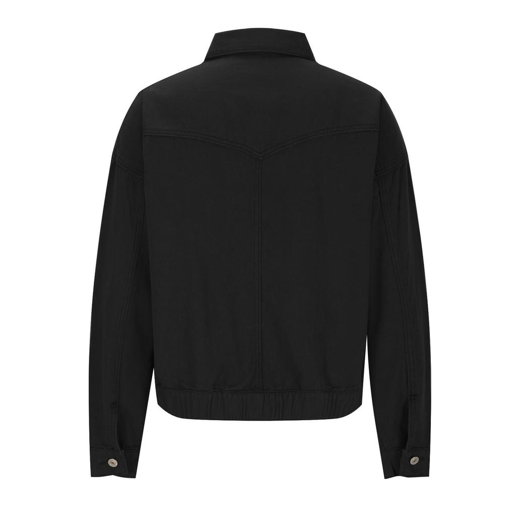 Women's Stretch Denim Jacket Long Sleeve Jean Jacket Trucker Jacket With Pocket