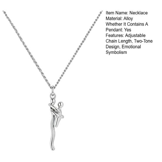 Подвеска-ожерелье «Семейные объятия», регулируемая длина цепочки, двухцветное серебристо-золотистое, эмоциональный дизайн, украшение «Мать и дитя»