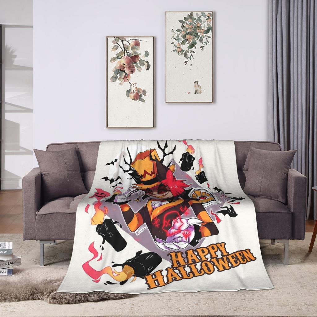 Hazbins Hotels Alastor and Lucifer Blanket Coral Fleece Plush Summer Demon Super Warm Throw Blankets for Sofa Car Rug Piece