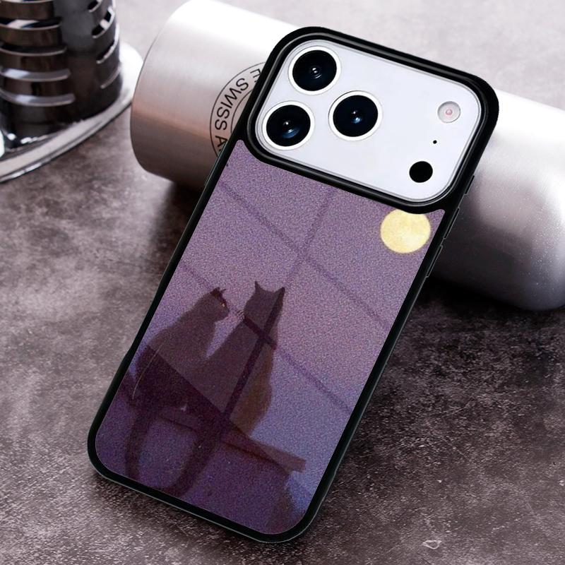 Аниме Лунный Кот Чехол для Телефона Для iPhone 17 16 15 14 13 12 11 Pro Max Plus 17Air Мягкий Силиконовый Чехол