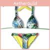 Exquisite Tropical Bikini Set With Green Leaf Print For Stylish Summer Swimwear