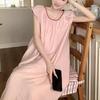Lace-up back pajamas women's summer Korean version of the new loose contrasting color sexy small flying sleeves outside pajamas dress