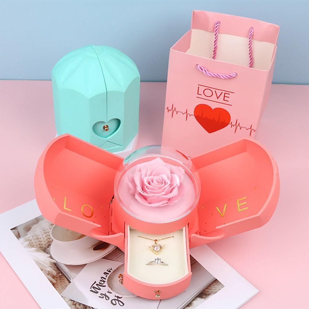 Forever Flower Eternal Rose Ювелирная шкатулка Подарочный замок Упаковка Коробка Ожерелье Подарочная коробка Жена