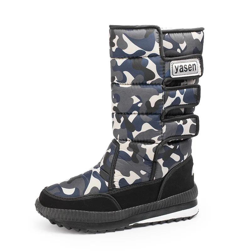 Winter Men's Boots Fashion Mid-calf Cotton Boot Waterproof Snow Boots Thick Plush Warm Boots for Men Non Slip Platform Botas2024