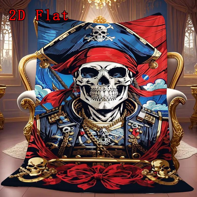 Pirate captain 2D Flat Pattern Flannel Blanket High quality All Seasons Warmth and Comfort Perfect for Christmas Gifts.
