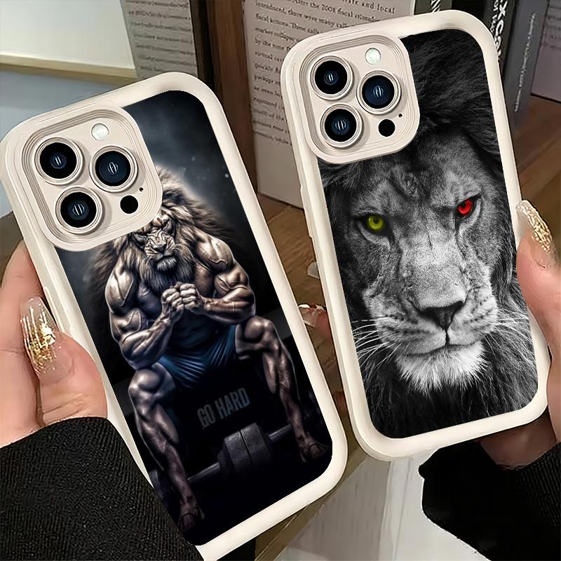 Чехол для телефона iPhone 17 Air 16E 15 16 Pro Max Лев Мужчина Король Чехол 14 Plus 13 12 Mini Мягкий Силиконовый Fundas