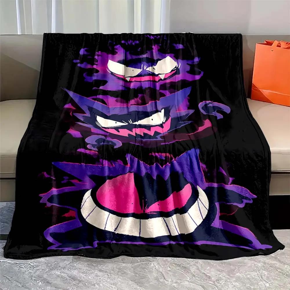 Japanese Games Pokemon Gengar Cartoon Blanket Warm Soft Flannel Material Suitable for Home Sofa Travel Camping RV Luxury Gift