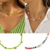 Accessories, Creative Contrasting Color Rice Bead Beaded Necklace Women, Simple Geometric Imitation Pearl Single-layer Necklace Decoration