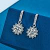 New White Copper Plated Platinum Moissanite Earrings Sunflower Diamond Ear Hook