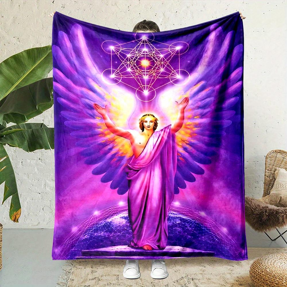 Metatron Print Flannel Throw Blanket Reversible All Season Soft Durable Office Nap Gift