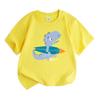 Toddler Kids Boys Girls 100% Cotton Crew Neck Short Sleeve T-Shirt, Cute Surfing Dinosaur Graphic Casual Lightweight Tees for Summer Daily Holiday Bea