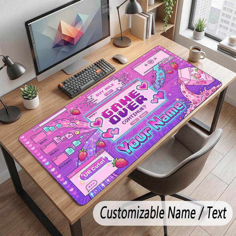 Game Controller Theme Customized Mouse Pad Personalized Print Name Text Desk Mat For Home Office Table Decor