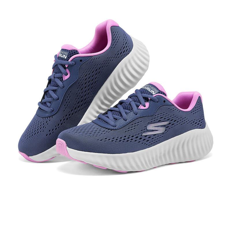 Skechers Серия Go Удобные Прочные Низкие Повседневные Для Тропы Города Ежедневного Использования Беговые Кроссовки Женские Кроссовки Синий Фиолетовый 129365-NVPR
