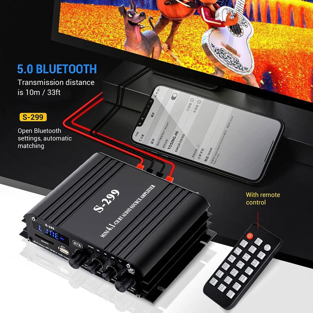 Портативный автомобильный 4.1-канальный Bluetooth стерео сабвуфер небольшой домашний кинотеатр HIFI аудио усилитель 17.6X12.5X4.5CM