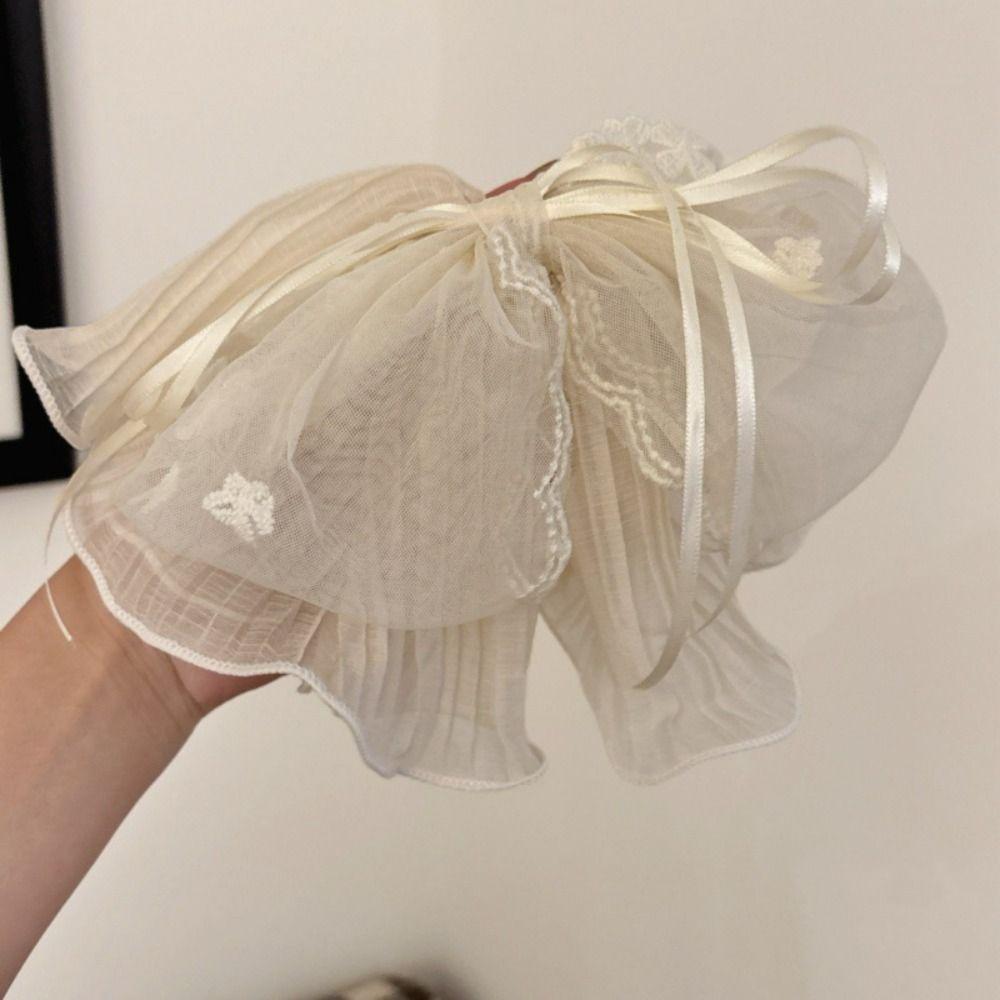 Grab Clip Chiffon Bowknot Hair Clip Floral Flower Hairpin Large Size Bow Ribbon Hair Claw  Travel
