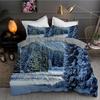 Snow Christmas Duvet Cover Set, Decorative 3 Piece Bedding Set With 2 Pillow Shams, Single King Queen Twin Size Bed Collection
